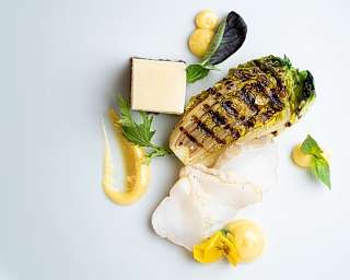 Geräuchertes Seeteufelfilet mit Romana Salat Geräuchertes Seeteufelfilet mit Romana Salat